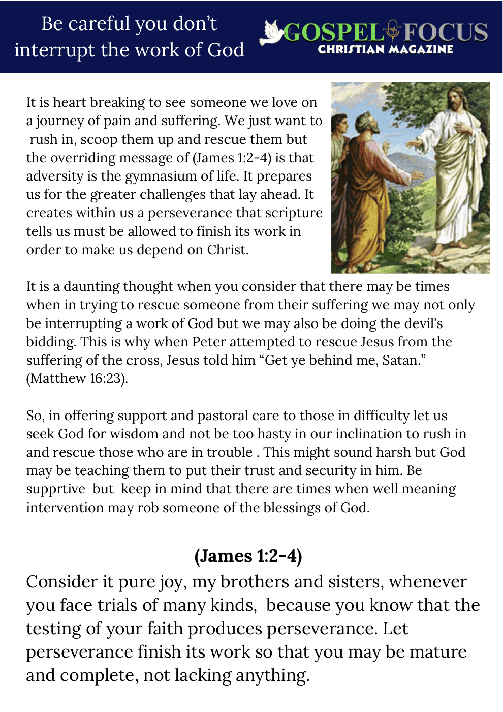 First page preview of “Be careful you don’t interrupt the work of God”